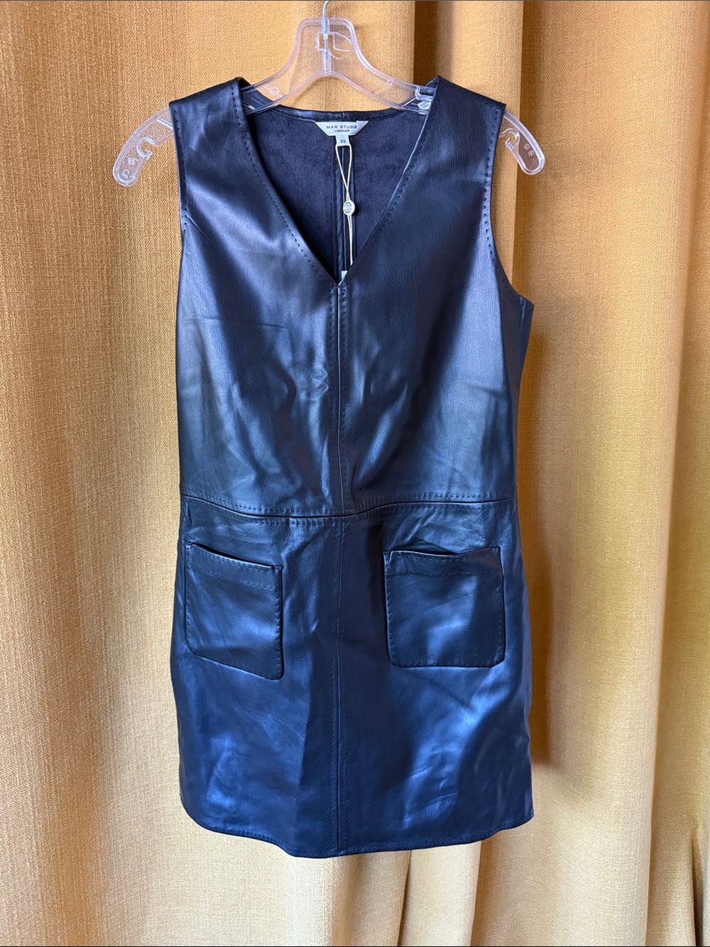 Max Studio Black Faux Leather Sleeveless Mini Dress
